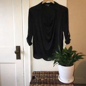 VINCE Black Silk Cowl Neck Top Size 4