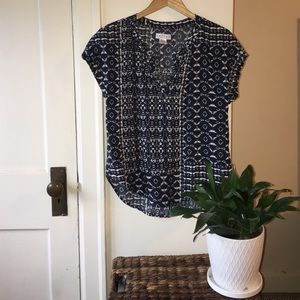 NWOT Navy Ikat Print XS Blouse From Anthropologie