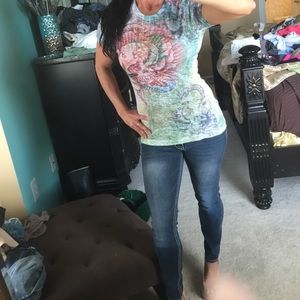 Sinful sugar skull burnt out tee