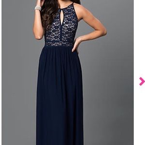 Long Morgan Prom Dress with Lace Top