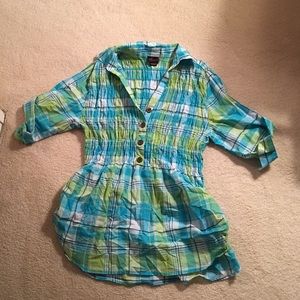 Plaid Button Blouse