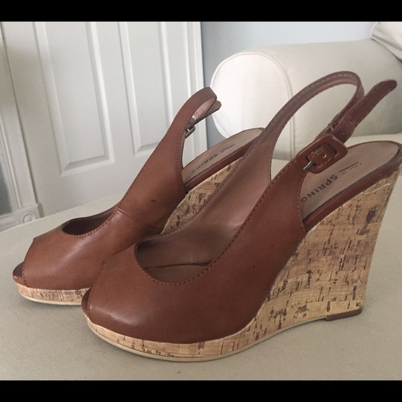 Call It Spring Tan Peep Toe Wedge