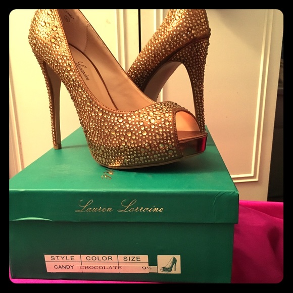 Peep toe studded heels