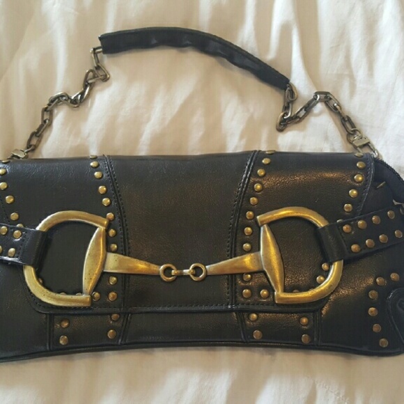 Studded Leather Horsebit Shoulder/Clutch Bag
