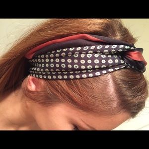 A silky double headband with elastic back