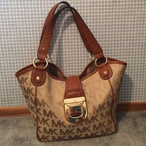 Michael Kors gold and brown purse