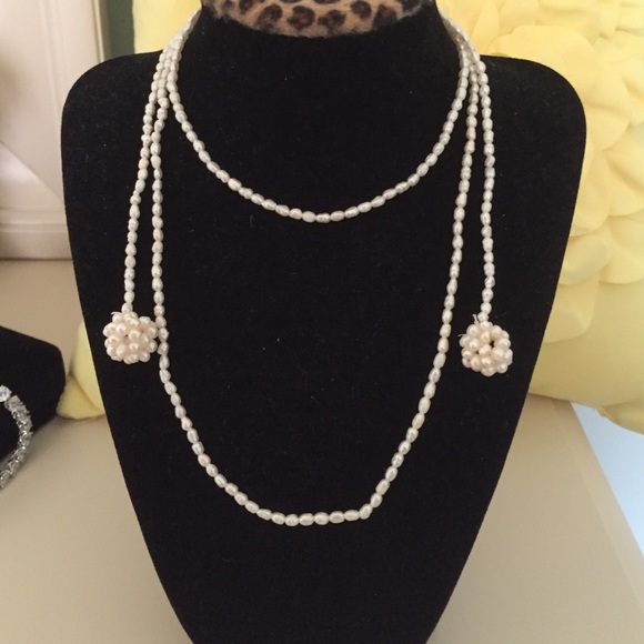 Long wrap around pearl necklace!