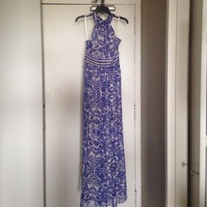 Eliza J blue floral printed dress
