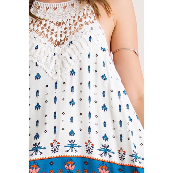 •BUY2/1FREE• Border Boho Halter A-line Dress - Picture 3 of 4