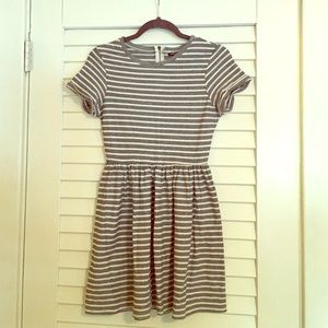 Gray and white striped summer dress