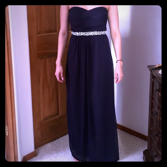 Navy Blue Strapless Dress