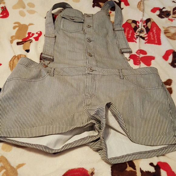 Denim Stripe overall shorts