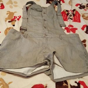 Denim Stripe overall shorts
