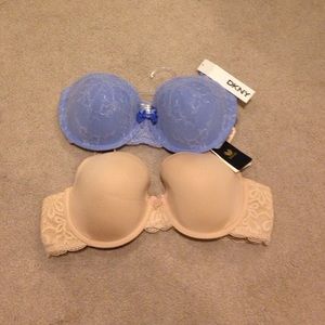 Nude and Blue Bras