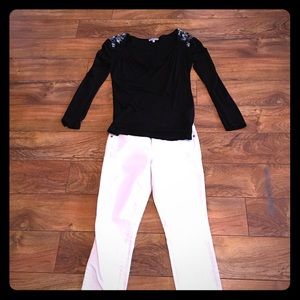 Black blouse with shoulder work