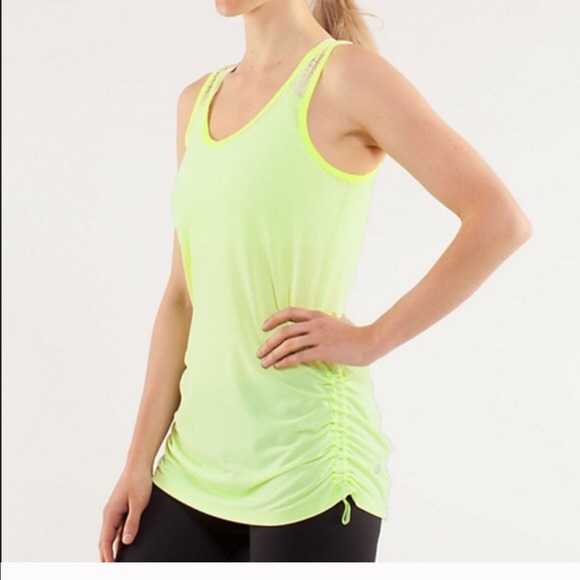 Lululemon mesh tank neon yellow size 4