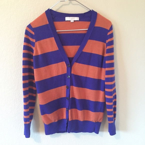 LOFT orange and blue cardigan