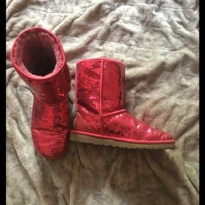 Red sequined Ugg Boots