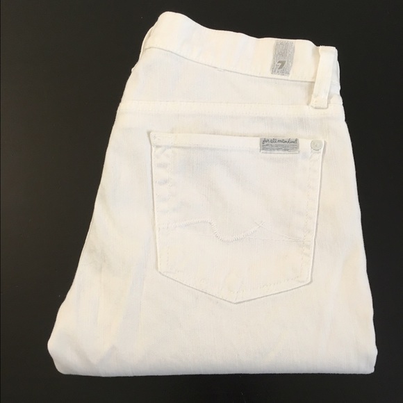 White Straight Leg 7 For All Mankind denim jeans