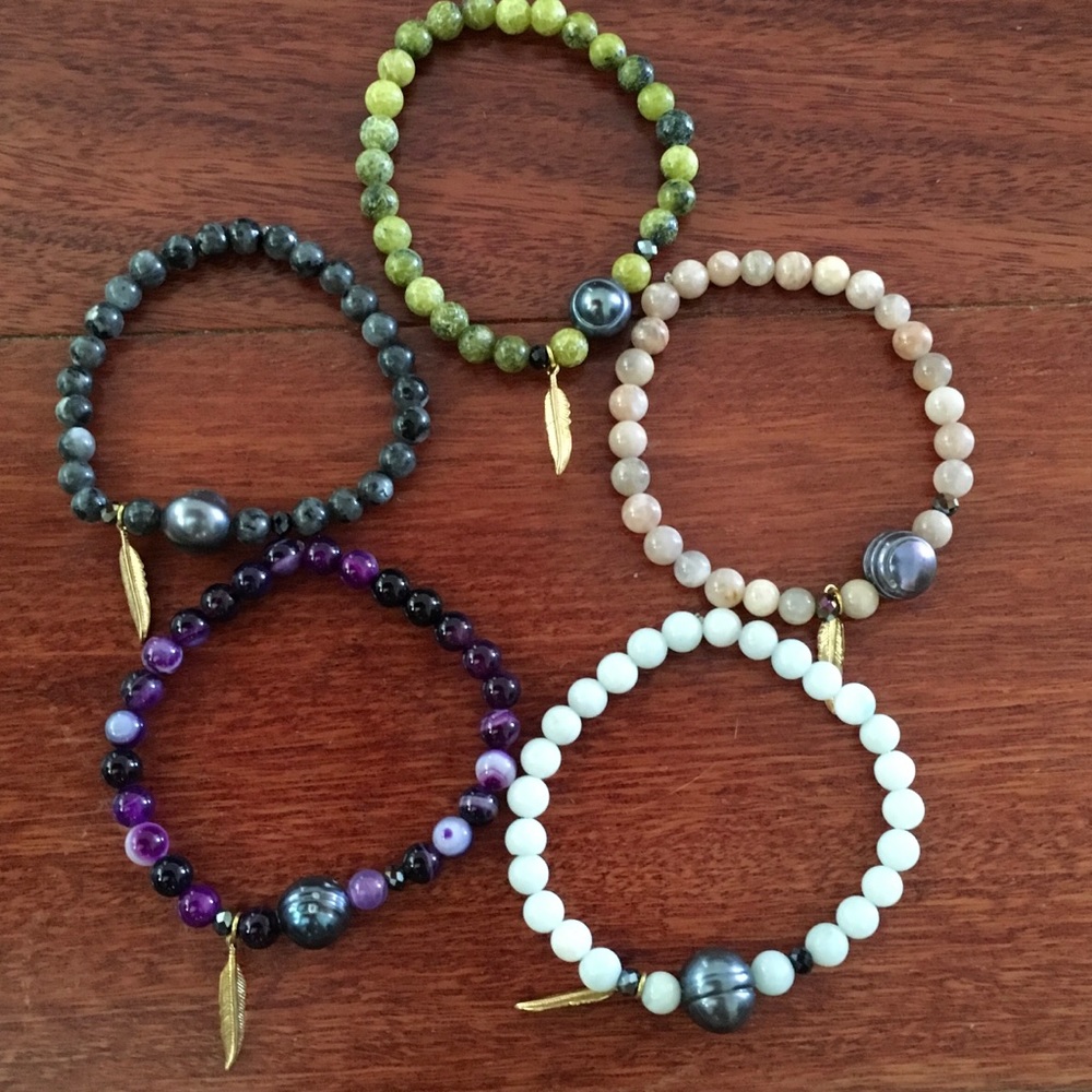 Gem & Pearl bracelets