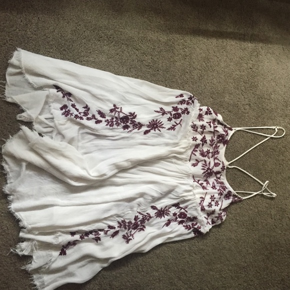 Free People White floral mini dress