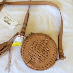 Cynthia Vincent Tan Round Crossbody Bag