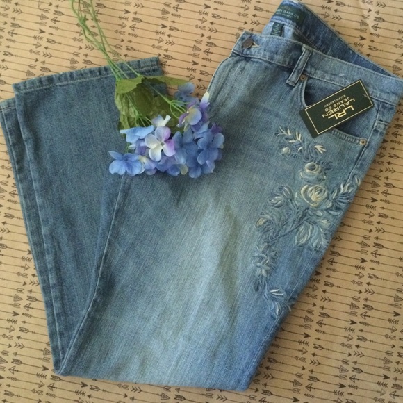 Ralph Lauren - blue floral embroidered jeans NWT
