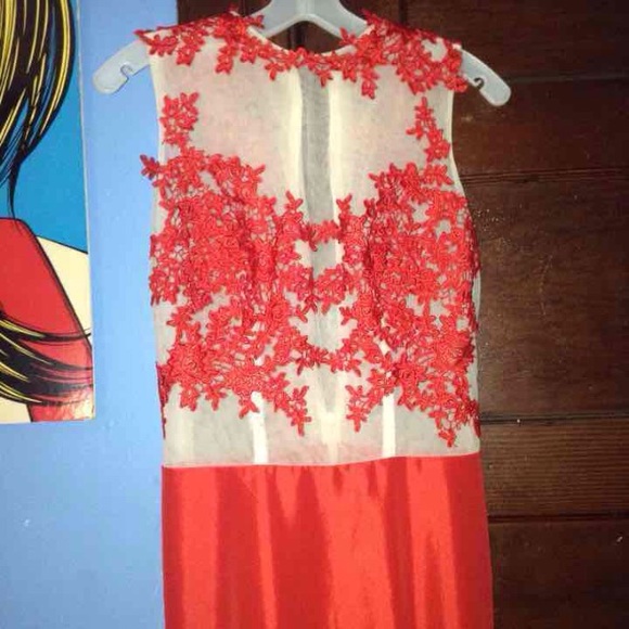 Red Lace Prom Dress - Picture 2 of 4