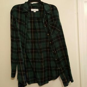 Black and green button down