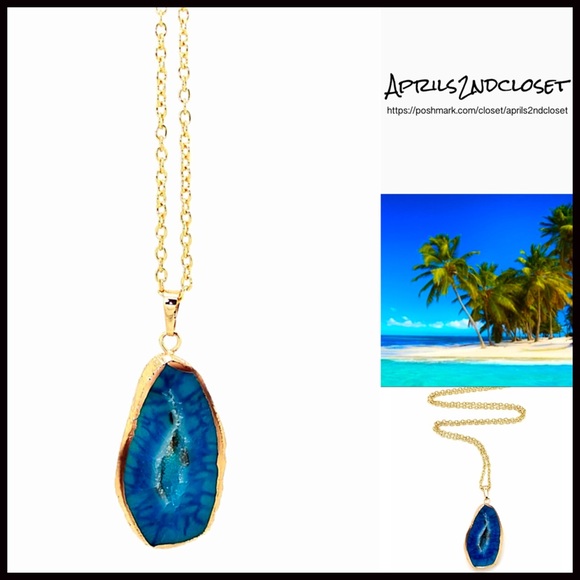 ❌SOLD❌NECKLACE DRUZY 24K Plated Stone - Picture 4 of 4