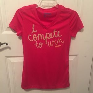 REEBOK hot pink word athletic tee