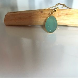 Aqua Chalcedony Gold Drop Earrings