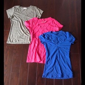 3 Boyfriend Tee's - Green, Pink and Blue