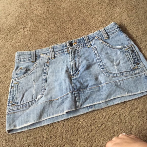 Light denim mini skirt