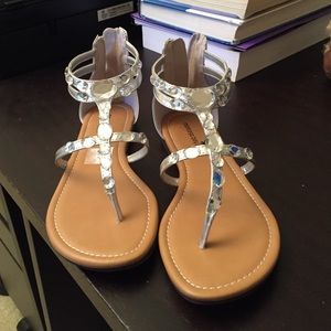 Silver Jeweled Sandals