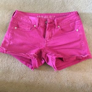 Pink denim shorts