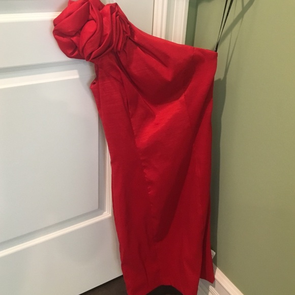red evening dress