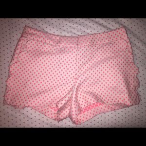 J. Crew flamingo scalloped polka dot chinos NWT