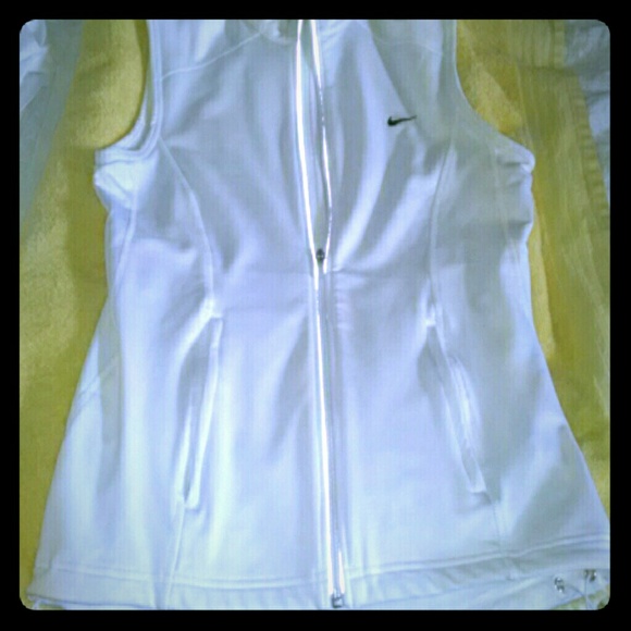 White Nike athletic vest. Fleece lined.