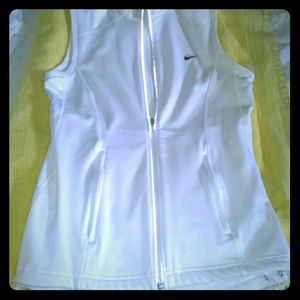 White Nike athletic vest. Fleece lined.