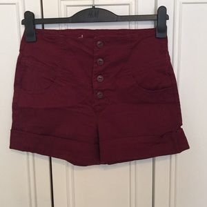 Maroon High-Waisted Shorts