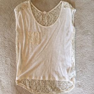 Cream tank with lace detail