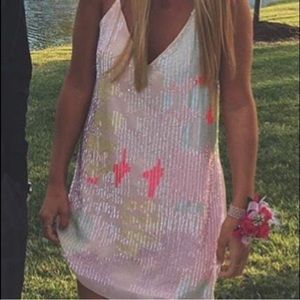 Nasty Gal light pink sequined dress