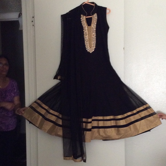 Black with golden combination Indian suit