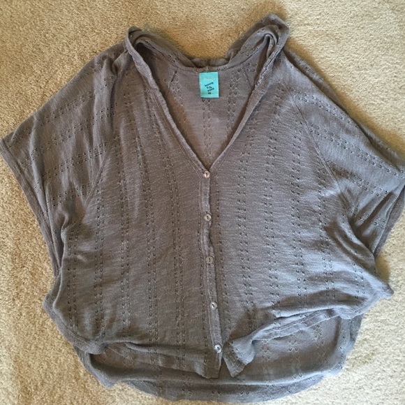 Poncho hooded Gray shirt