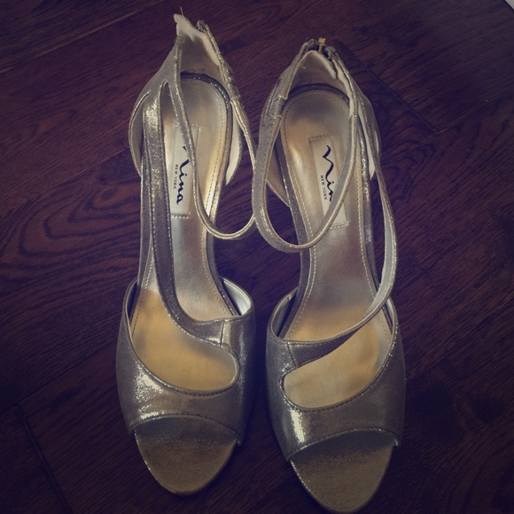 Silver evening heels
