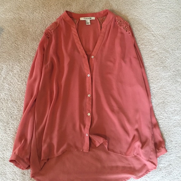 Coral colored button up