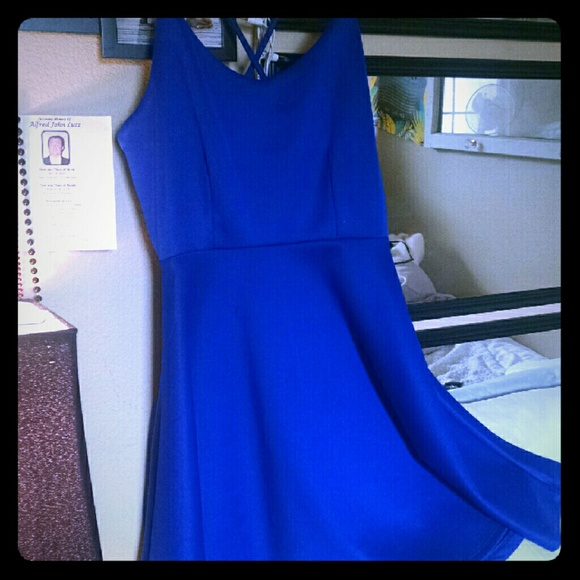 Royal blue summer dress, backless