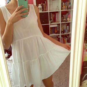 LF Flowy White Lace-Back Dress