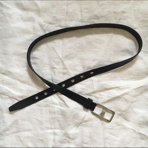 FINAL SALE Black leather belt with square eyelets